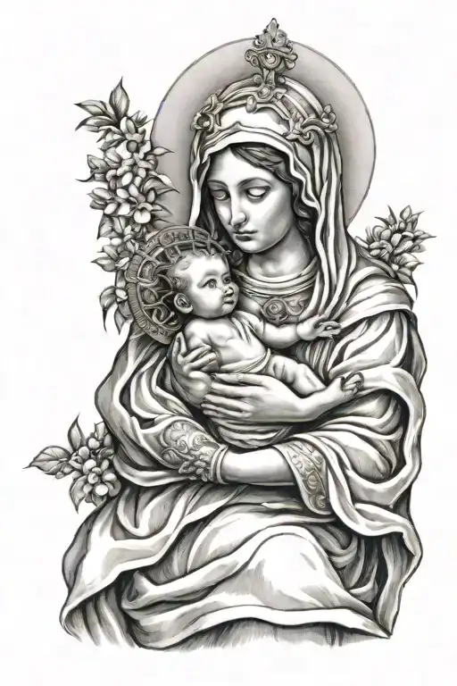 Virgin Mary Holding Baby Jesus Christ