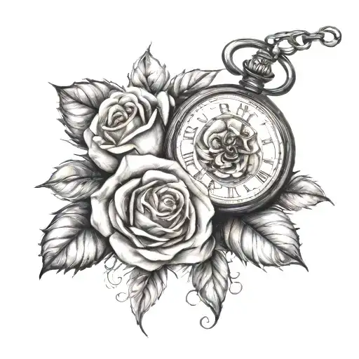 Pocket Watch And Rose