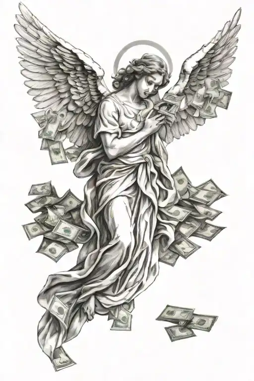 Angel Standing With Money Praying