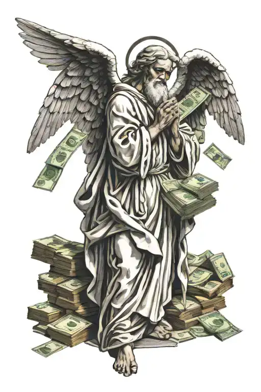 Angel Gabriel Standing With Money Praying