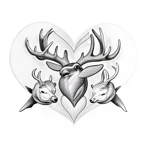 Heart Made From Deer Antlers And A Dolphin