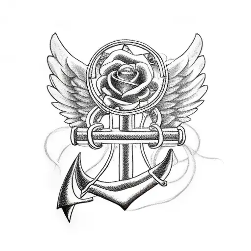 Anchor With Angels And Roses