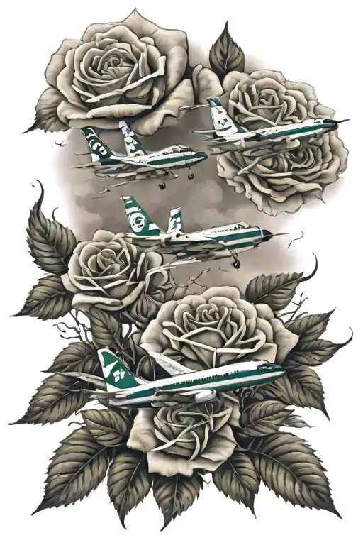 Jets Flying Over Rose Field