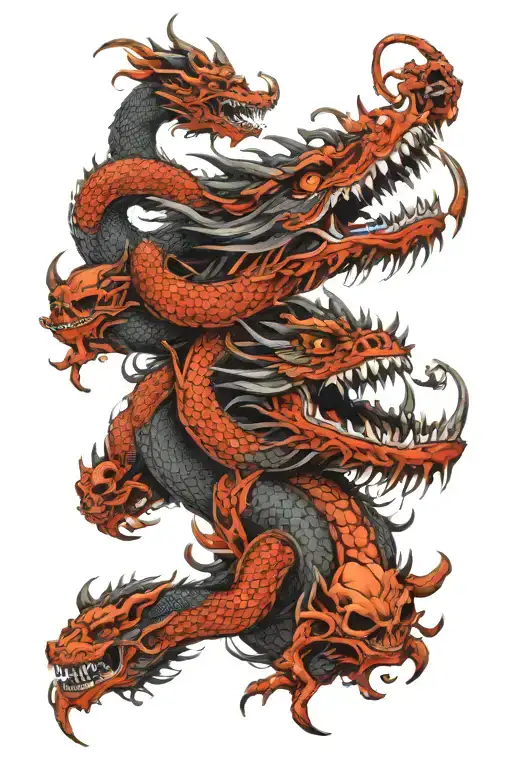 Japanese Dragon And Skulls