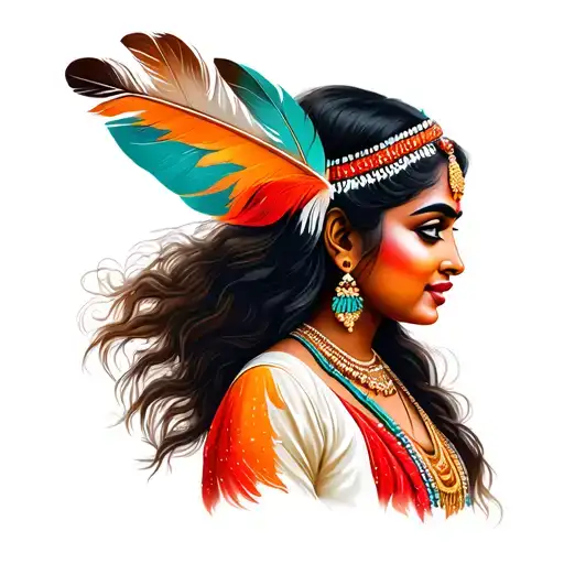 Beautiful Indian Woman With Feather