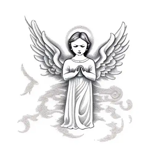 Praying Angel With The Phrase ''Ad Astra Per Aspera''