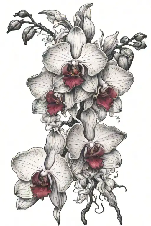 Orchid And Bleeding Heart Flowers