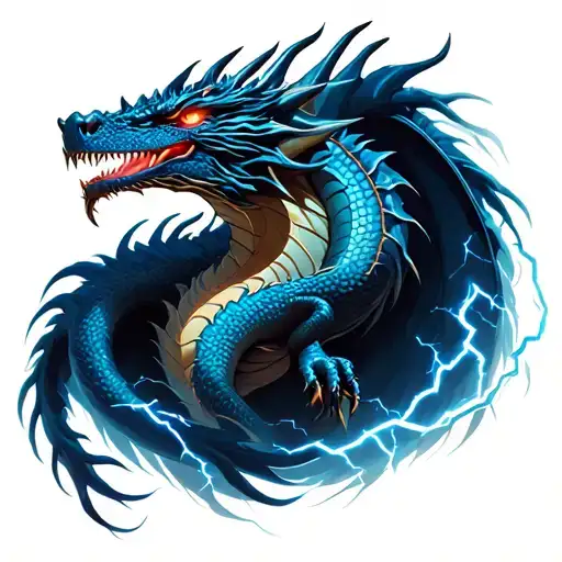 Dragon Surrounded By Lightning