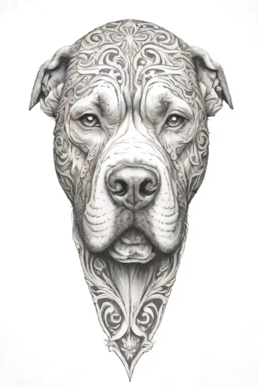 Pitbull Head And Background Representing The Client's Love