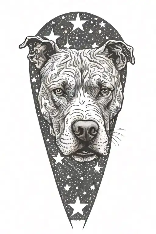 Pitbull Dog With Background Of Stars