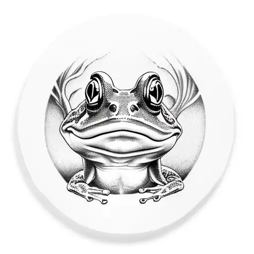 Happy Frog Under Mushrooms