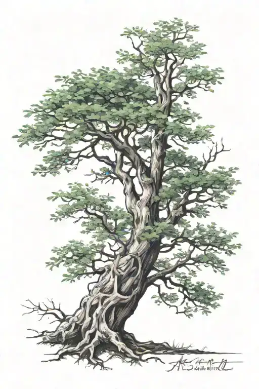 Ash Tree Trunk Symbolizing The Connection Delicate Branches Extending