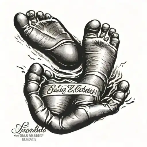 Baby Footprint With Name Incorporated And Date