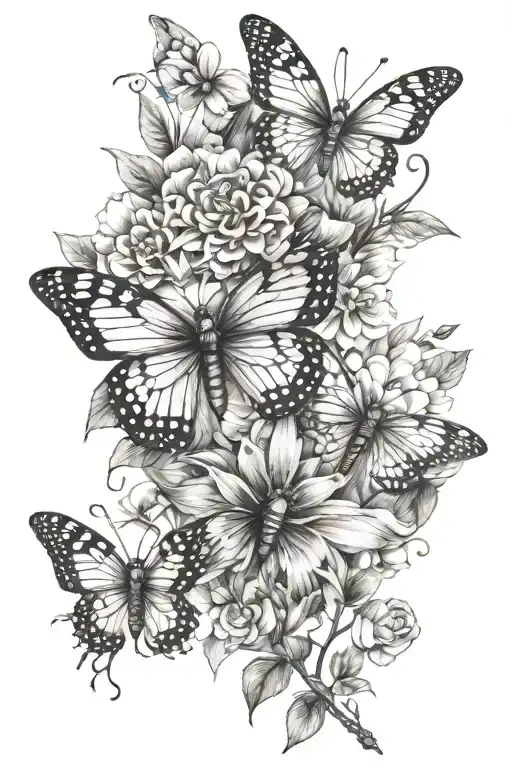 Butterflies Dragonfly Floral Design