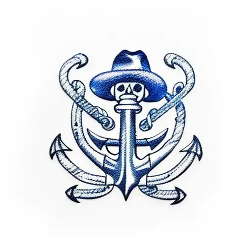 Navy Anchor With Cowboy Hat