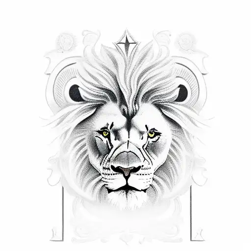 Head Of A Lion And The Ace Of Spades Card