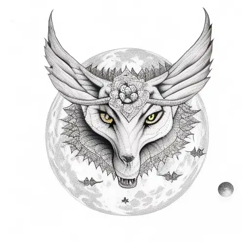 Beautiful Witch Casting Spells On A Full Moon Night