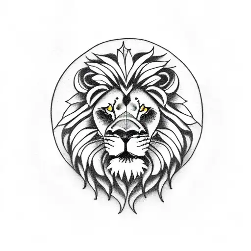 Lion With Roses And Moon