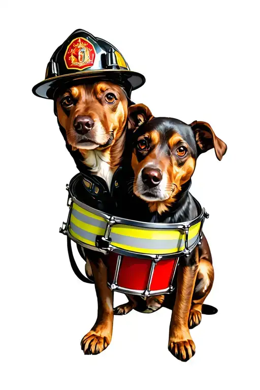 Firefighter Drums Dougther Dog Dougther