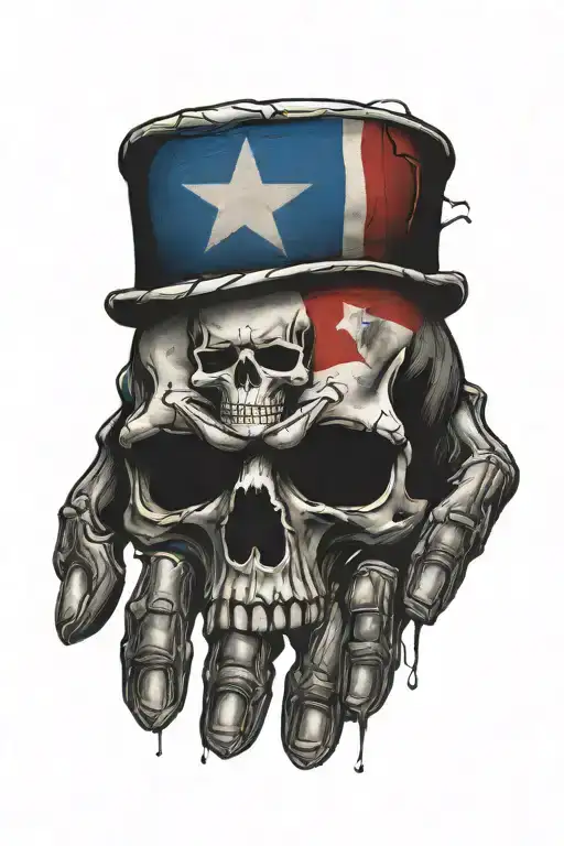 Skeleton Hand Tattoo Design With Puerto Rican Flag Integrated