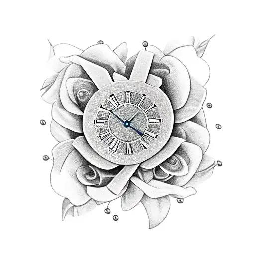 Clock Whit Flowers