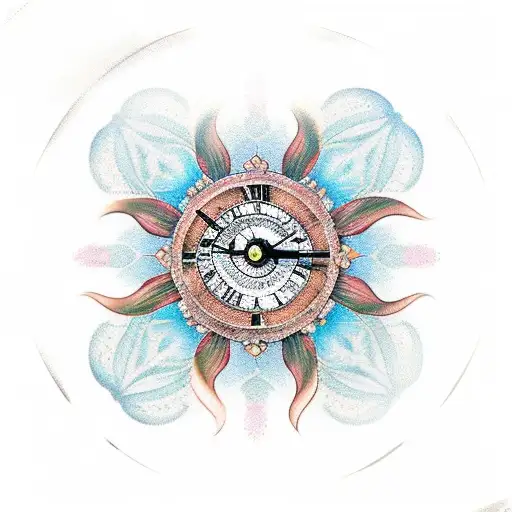 Year Clock In Glass Dome Whit Flowers