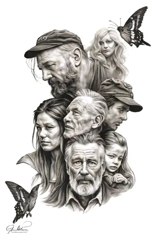 Father And Two Daughters