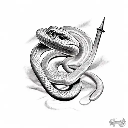 Snake Coiling Up A Sword