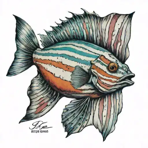 Flat Fish With Thin And Colorful Stripes