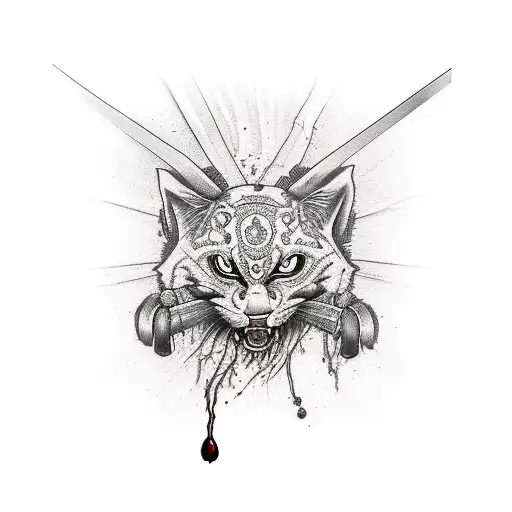 Katana With 3 Drops Of Blood