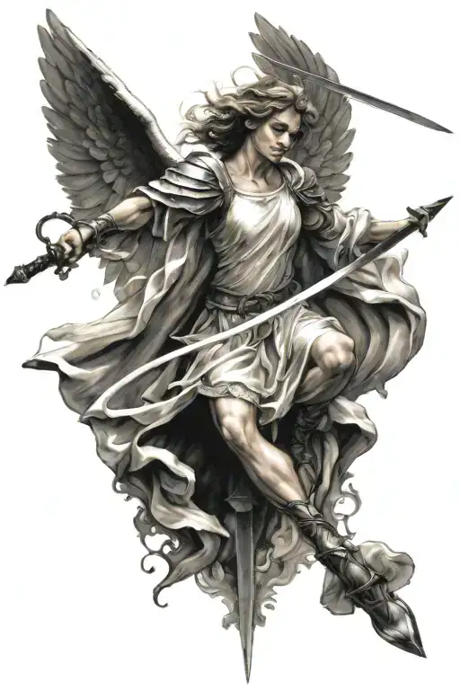 Angel Falling With Sword
