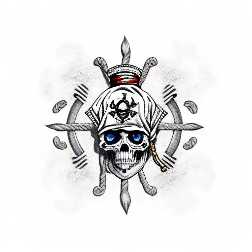 Pirate Ship Ruff Waters With Skulls