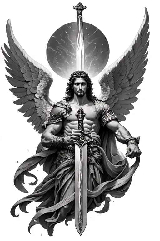 Archangel Michael With Sword Surrounded