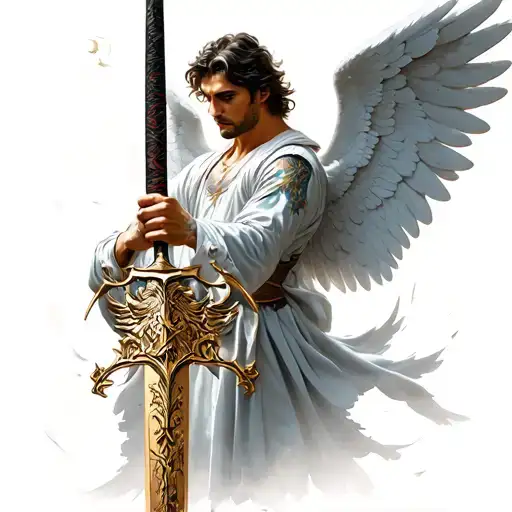 Masculine Angel Holding A Sword