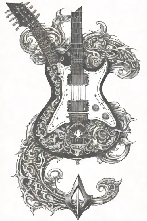 Assassin's Creed Symbol With Electric Guitar