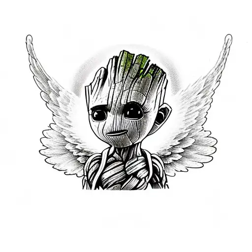 Baby Groot With Angel Wings And A Halo