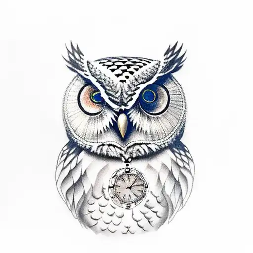 An Owl With A Classic Pocket Watch