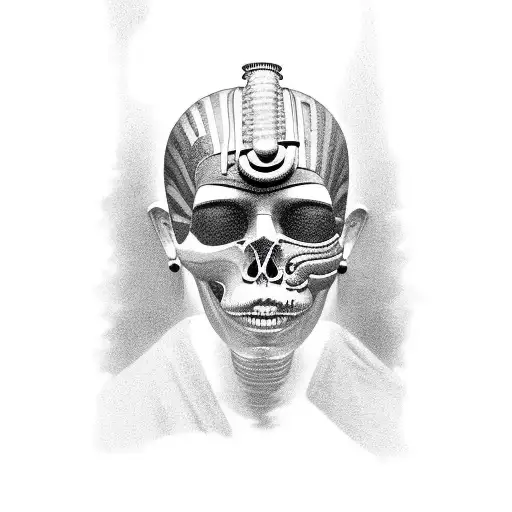 Tutankhamun With The Half Face Skull