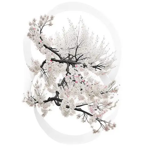 A Free Thinker Meditating Under A Blooming Cherry Blossom Tree