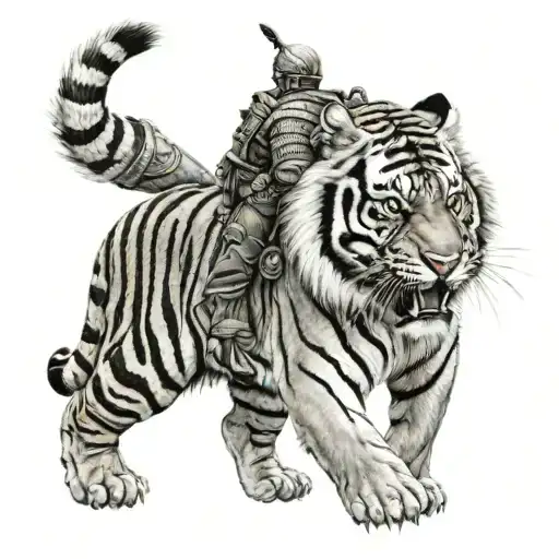 Tiger With A Warrior Soldier