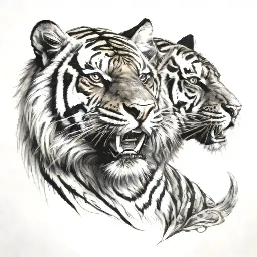 Tiger With A Warrior Soldier On The Tiger's Nose