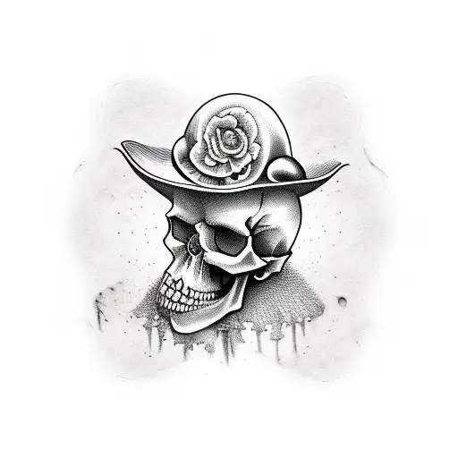 Trippy Skull With Mushrooms