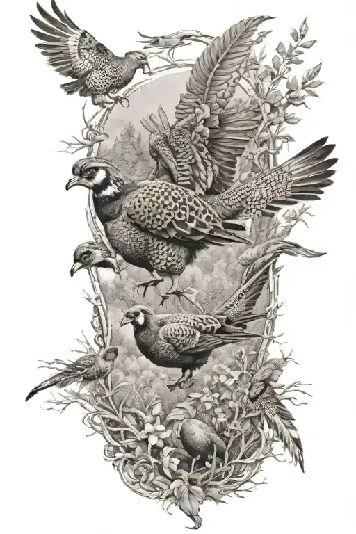 Pheasant Deer And Turkey Hunting Scene
