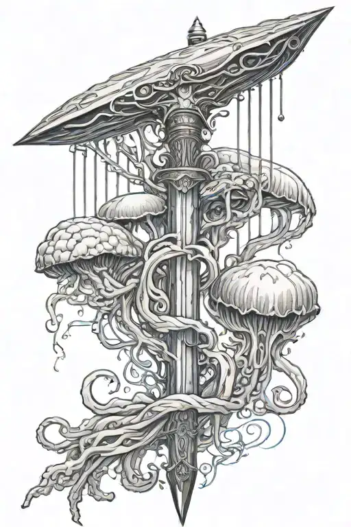 Sword Embraced By A Jellyfish