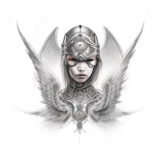 Female Warrior Christian Angel Sleeve