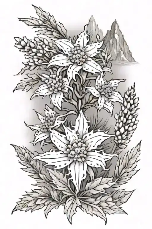 Edelweiss Flower With Mountain