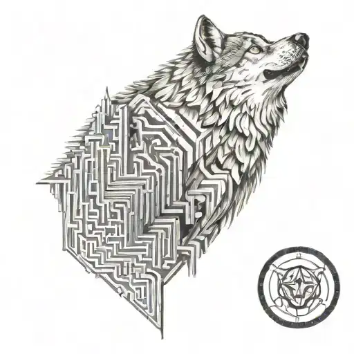 Wolf Overlooking Maze