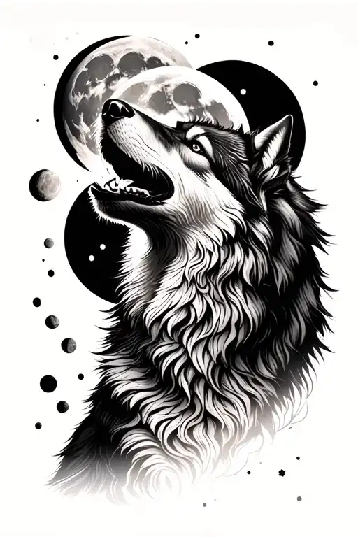 Blood Moon Phases Wolf Howling At The Moon