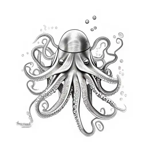 Octopus Attacking A Diving Helmet