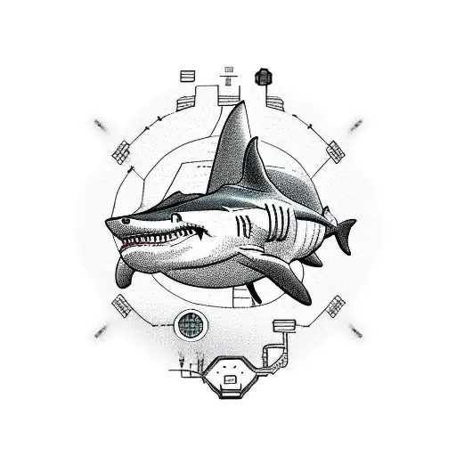 Electronics Engineer Riding A Shark Through A Circuit Board